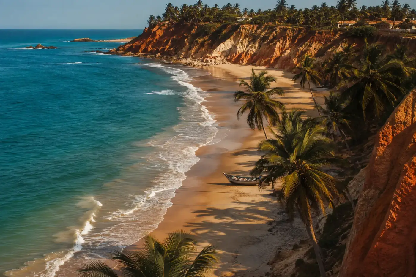 Tropisch palmenstrand aan de kust van Angola